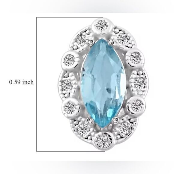 Blue Topaz and Simulated Diamond 1.85 ctw Earrings in Sterling Silver - Picture 6 of 9